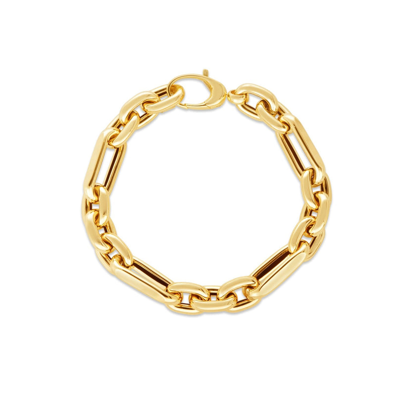 Bids.com 14k Yellow Gold Italian Alternating Paperclip Oval Links Bracelet (9.30 mm) Bracelets