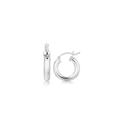 Bids.com Sterling Silver Thick Polished Hoop Earrings with Rhodium Plating (15mm) Earrings