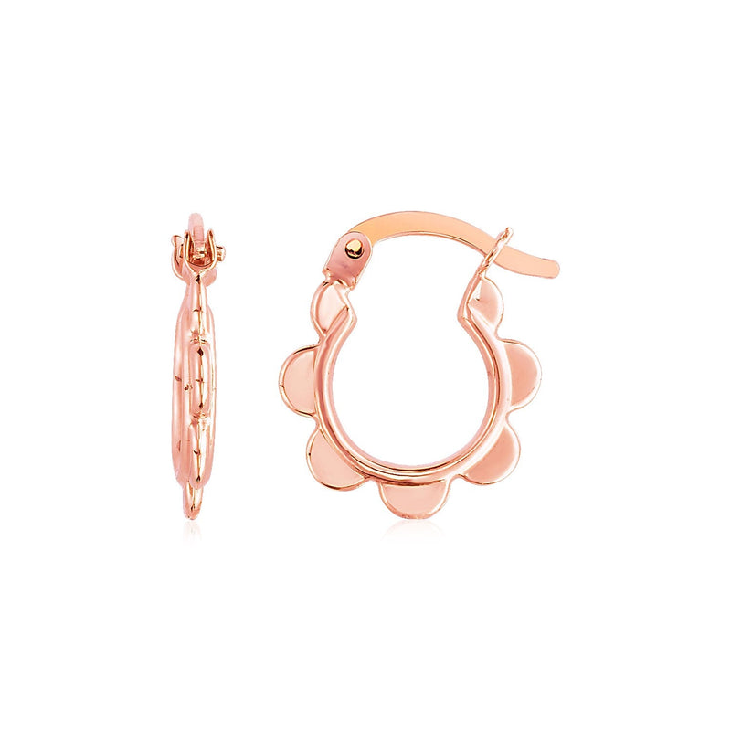 Bids.com 14k Rose Gold Scalloped Hoop Earrings Earrings