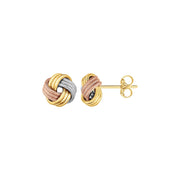 Bids.com Love Knot Post Earrings in 14k Tri Color Gold Earrings