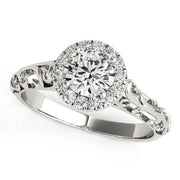 Bids.com 14k White Gold Halo Antique Style Round Diamond Engagement Ring (5/8 cttw) Rings
