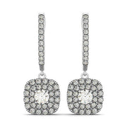 Bids.com 14k White Gold Double Halo Cushion Outer Shaped Diamond  Earrings (3/4 cttw) Earrings