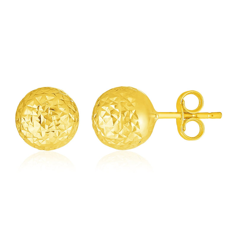 Bids.com 14k Yellow Gold Ball Earrings with Crystal Cut Texture Earrings