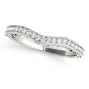 Bids.com 14k White Gold Milgrained Pave Set Curved Diamond Wedding Band (1/5 cttw) Rings