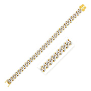 Bids.com 14k Two Tone Gold 8 1/4 inch Curb Chain Bracelet with White Pave Bracelets