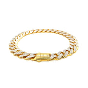 Bids.com 14k Two Tone Gold 8 1/4 inch Curb Chain Bracelet with White Pave Bracelets