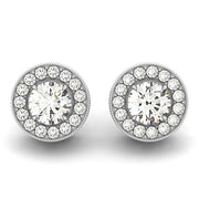 Bids.com 14k White Gold Round Diamond Halo Milgrain Border Earrings (3/4 cttw) Earrings