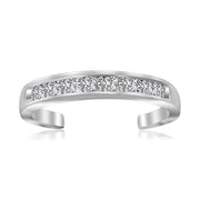Bids.com Sterling Silver Rhodium Finished Toe Ring with White Tone Cubic Zirconia Accents Rings