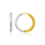Bids.com 14k Two-Tone Gold Hinge Hammered Hoop Earrings Earrings