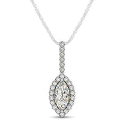 Bids.com Marquis Shape Diamond Halo Pendant in 14k White Gold (2/3 cttw) Necklaces