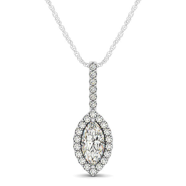 Bids.com Marquis Shape Diamond Halo Pendant in 14k White Gold (2/3 cttw) Necklaces