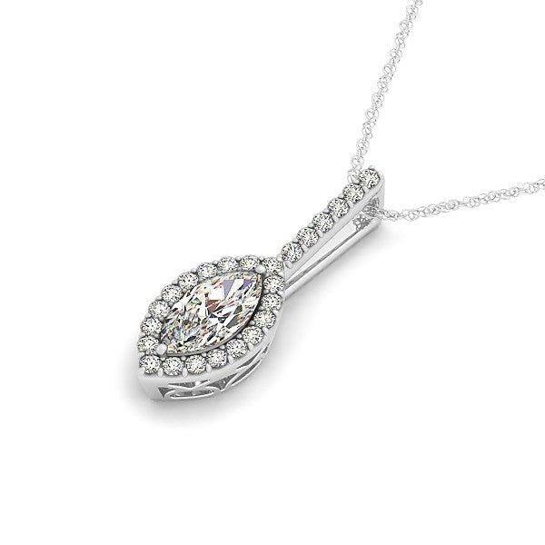 Bids.com Marquis Shape Diamond Halo Pendant in 14k White Gold (2/3 cttw) Necklaces