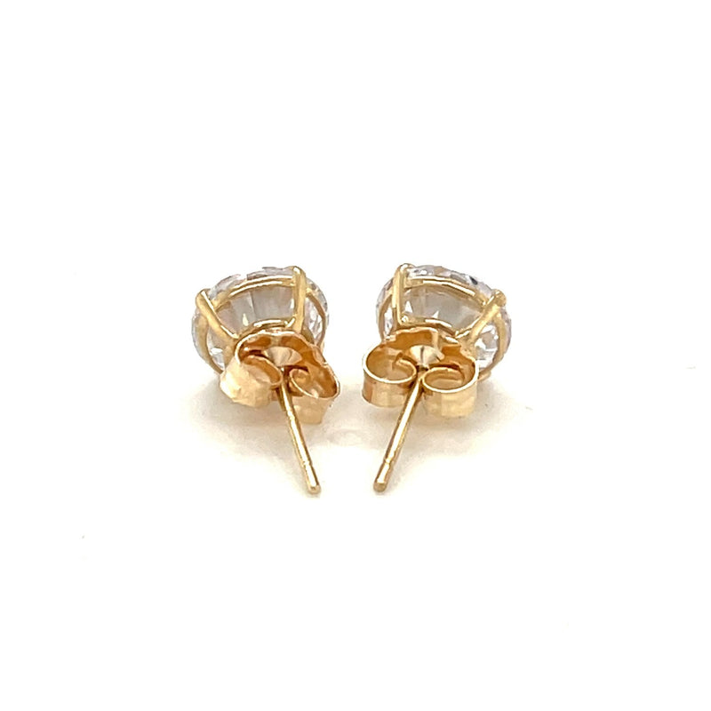 Bids.com 14k Yellow Gold Stud Earrings with White Hue Faceted Cubic Zirconia Earrings