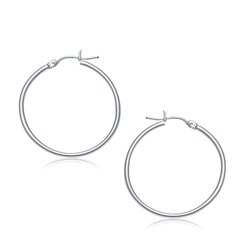Bids.com 10k White Gold Polished Hoop Earrings (30 mm) Earrings