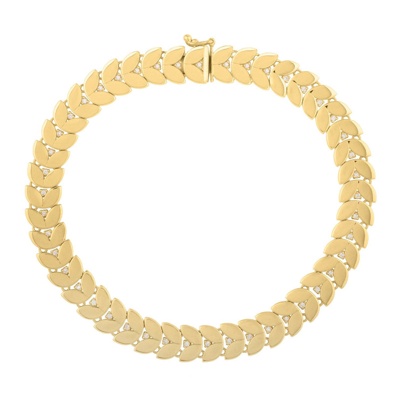 Bids.com 14k Yellow Gold 7 1/2 inch Laurel Leaf Bracelet with Diamond (7.40 mm) Bracelets