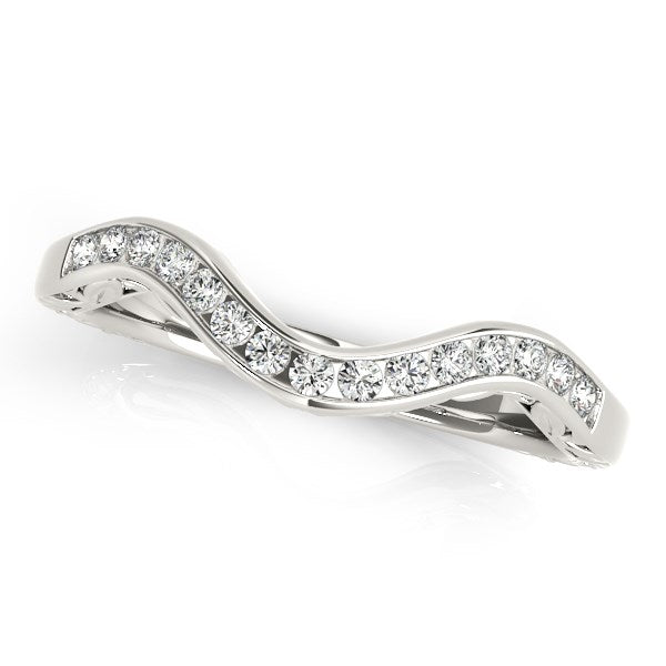 Bids.com 14k White Gold Curved Diamond Wedding Ring (1/10 cttw) Rings
