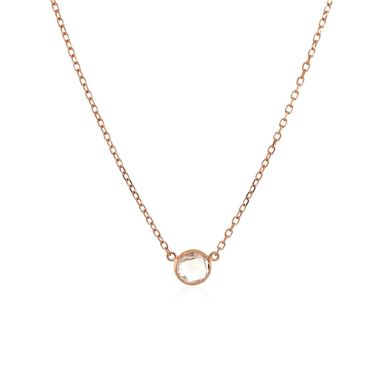 Bids.com 14k Rose Gold 17 inch Necklace with Round White Topaz Necklaces