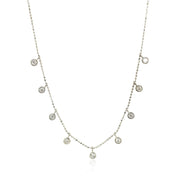 Bids.com 14k White Gold Necklace with Round Diamond Charms Necklaces