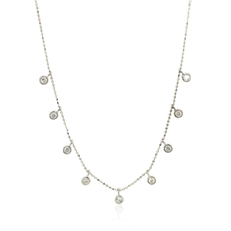 Bids.com 14k White Gold Necklace with Round Diamond Charms Necklaces