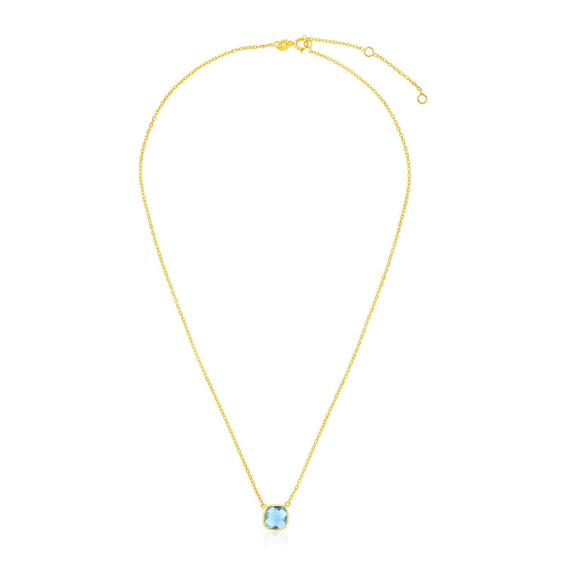 Bids.com 14k Yellow Gold 17 inch Necklace with Cushion Blue Topaz Necklaces