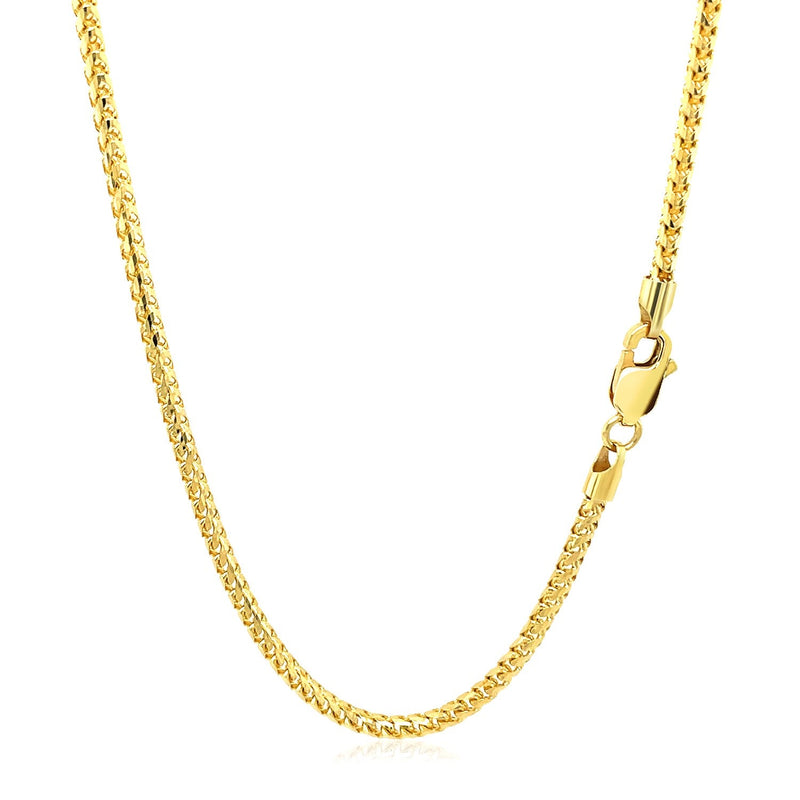 Bids.com 2.2mm 14k Yellow Solid Gold Diamond Cut Round Franco Chain Necklaces