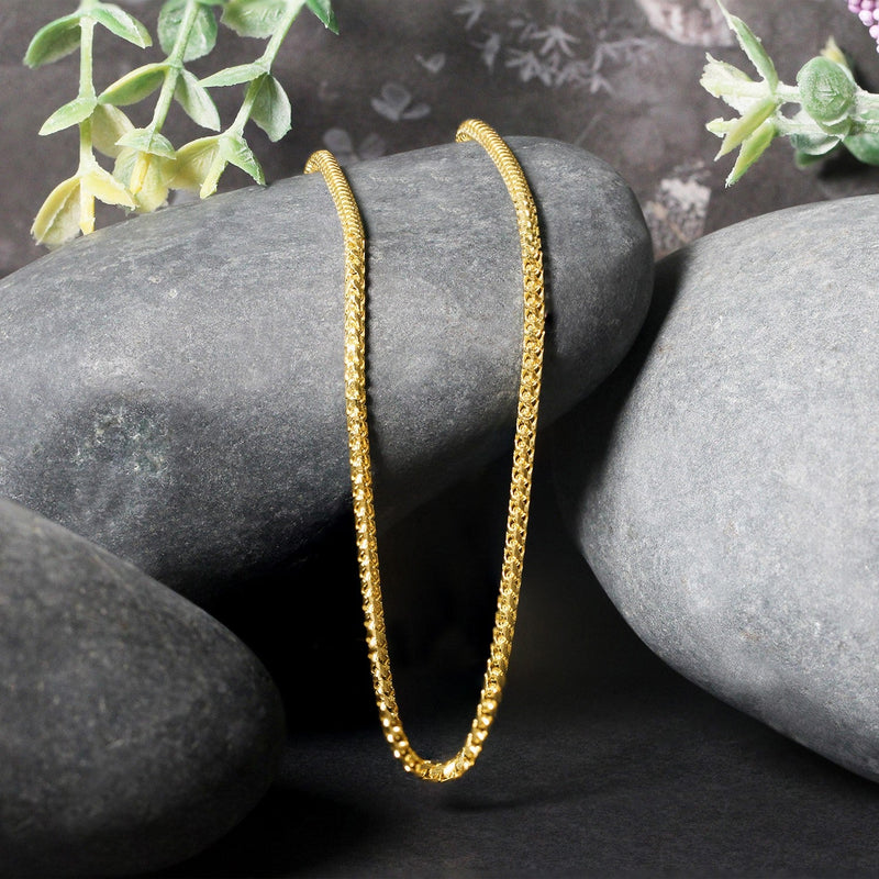 Bids.com 2.2mm 14k Yellow Solid Gold Diamond Cut Round Franco Chain Necklaces
