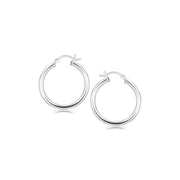 Bids.com Sterling Silver Rhodium Plated Polished Look Hoop Earrings (25mm) Earrings