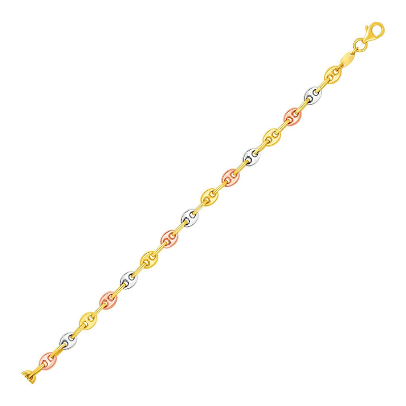 Bids.com 14k Tri Color Gold Mariner Link Bracelet Bracelets