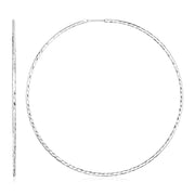 Bids.com Sterling Silver Large Textured Round Hoop Earrings Earrings
