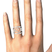 Bids.com Heart Motif Filigree Style Diamond Ring in 14k White And Rose Gold (1/4 cttw) Rings