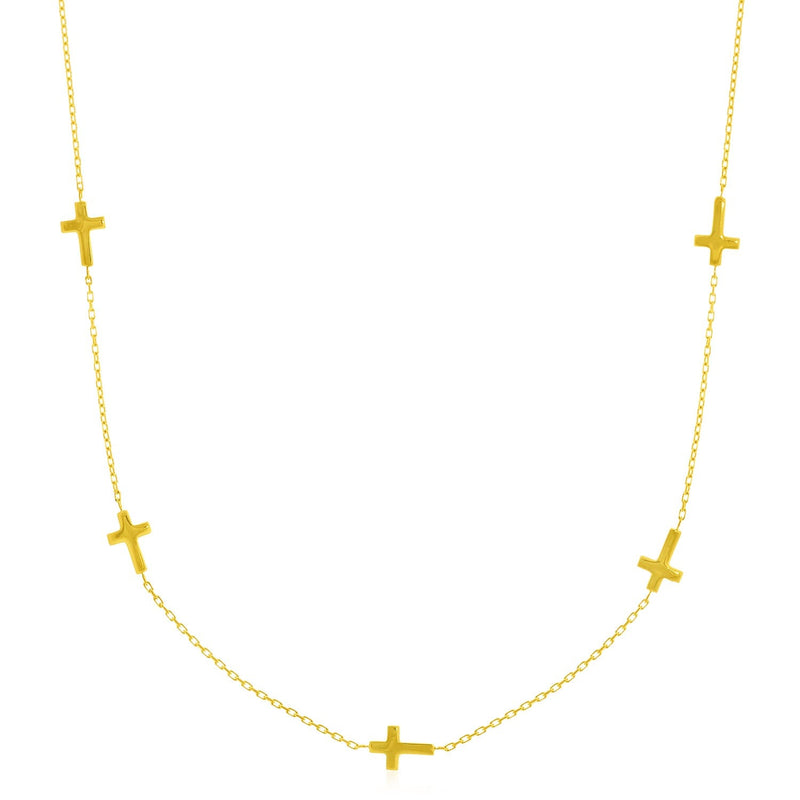 Bids.com 14k Yellow Gold Chain Necklace with Cross Stations Necklaces