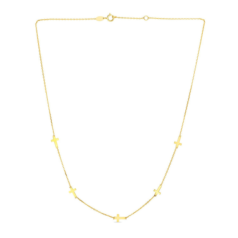 Bids.com 14k Yellow Gold Chain Necklace with Cross Stations Necklaces