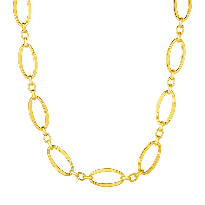 Bids.com 14k Yellow Gold Necklace with Polished Oval Links Necklaces