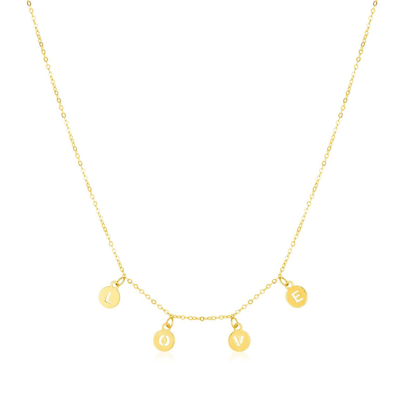Bids.com 14k Yellow Gold Love Necklace with Circle Drops Necklaces