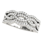 Bids.com Diamond Studded Ring with Four Curves in 14k White Gold (5/8 cttw) Rings