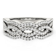 Bids.com Diamond Studded Ring with Four Curves in 14k White Gold (5/8 cttw) Rings