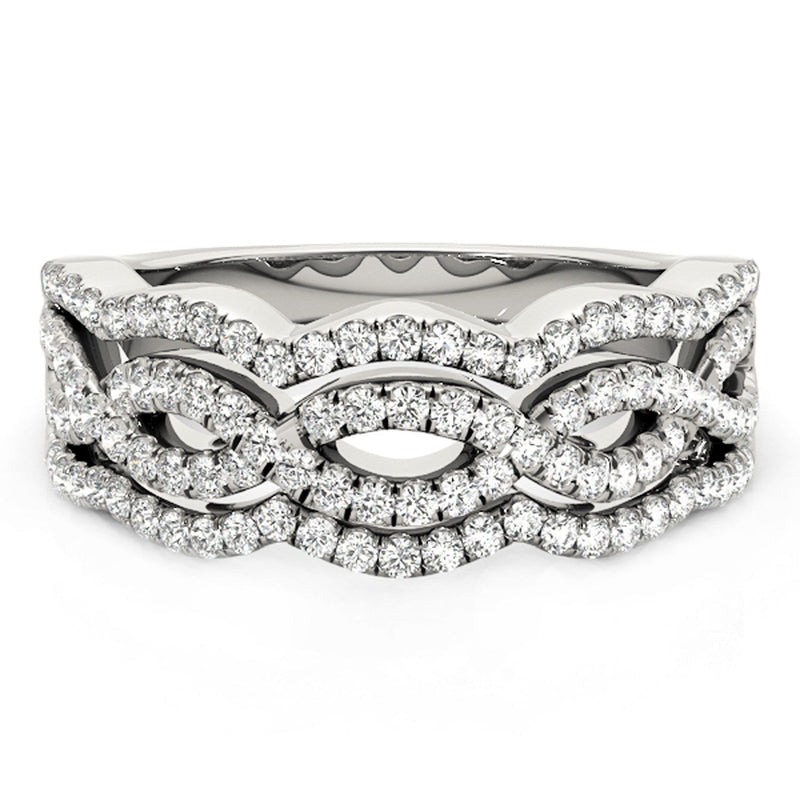 Bids.com Diamond Studded Ring with Four Curves in 14k White Gold (5/8 cttw) Rings