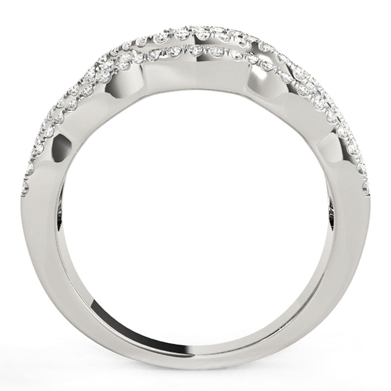 Bids.com Diamond Studded Ring with Four Curves in 14k White Gold (5/8 cttw) Rings