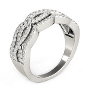 Bids.com Diamond Studded Ring with Four Curves in 14k White Gold (5/8 cttw) Rings
