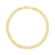 Bids.com 14k Yellow Gold High Polish Textured Fancy Chain Bracelet (4mm) Bracelets
