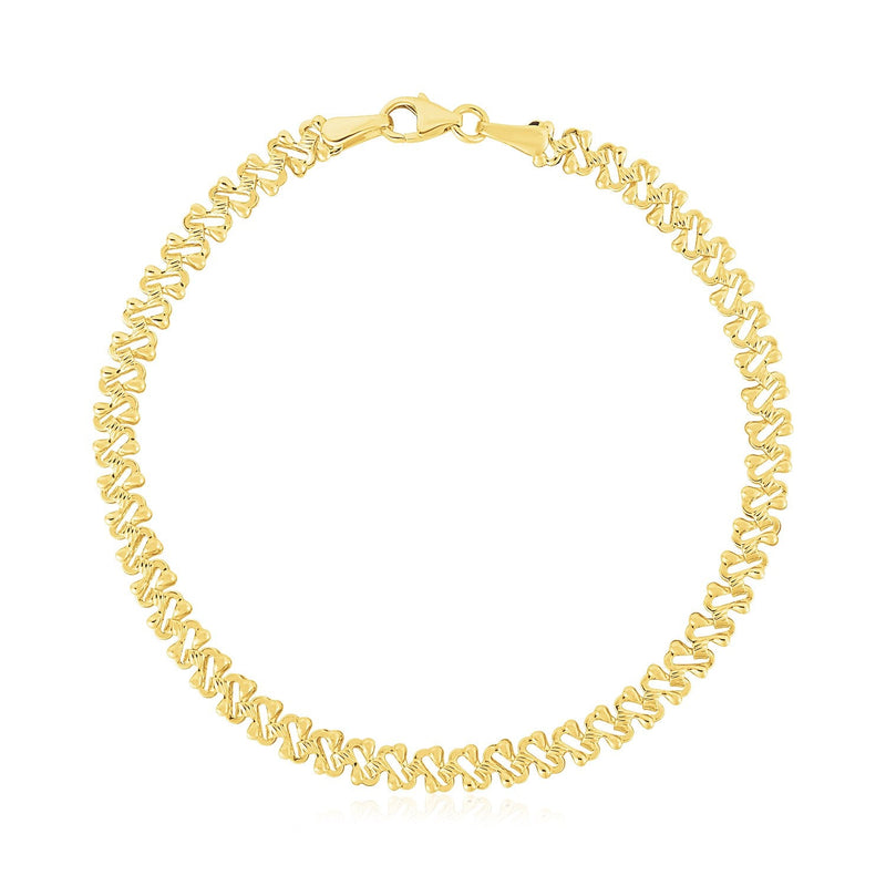 Bids.com 14k Yellow Gold High Polish Textured Fancy Chain Bracelet (4mm) Bracelets