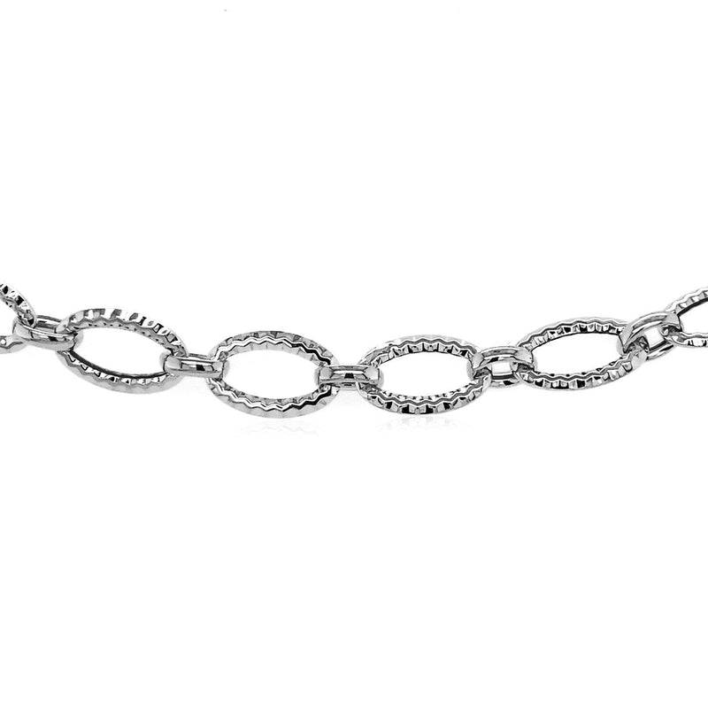 Bids.com Textured Oval Link Bracelet in 14k White Gold Bracelets