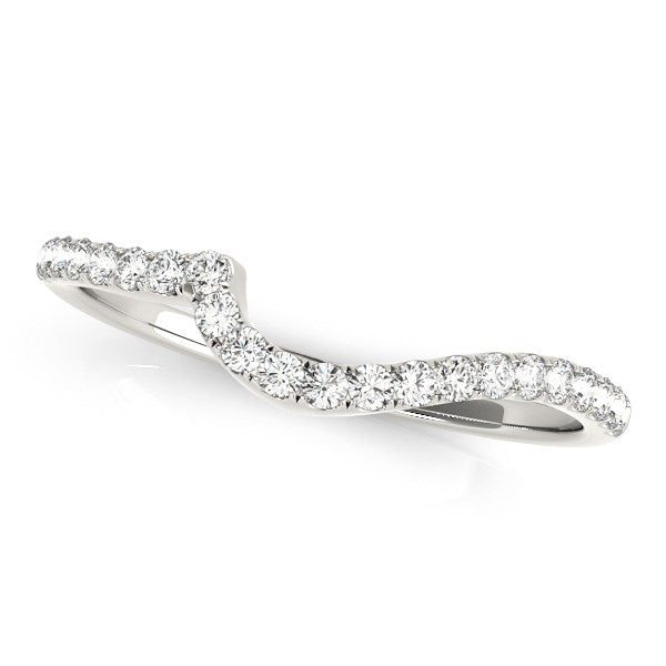 Bids.com 14k White Gold Round Pave Setting Curved Diamond Wedding Ring (1/5 cttw) Rings