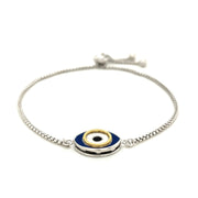 Bids.com Sterling Silver Adjustable Two Toned Enameled Evil Eye Friendship Bracelet Bracelets