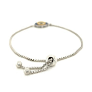Bids.com Sterling Silver Adjustable Two Toned Enameled Evil Eye Friendship Bracelet Bracelets