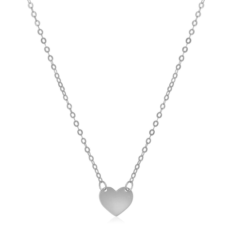 Bids.com 14k White Gold Polished Mini Heart Necklace Necklaces