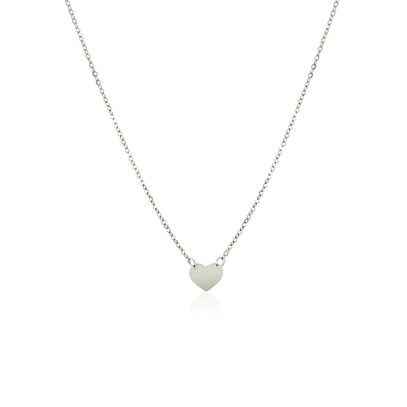 Bids.com 14k White Gold Polished Mini Heart Necklace Necklaces
