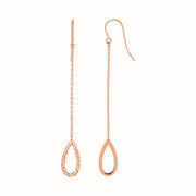 Bids.com Textured Pear Shaped Long Drop Earrings in 14k Rose Gold Earrings