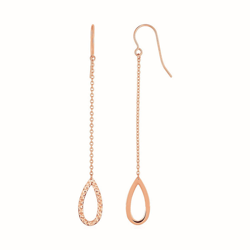 Bids.com Textured Pear Shaped Long Drop Earrings in 14k Rose Gold Earrings
