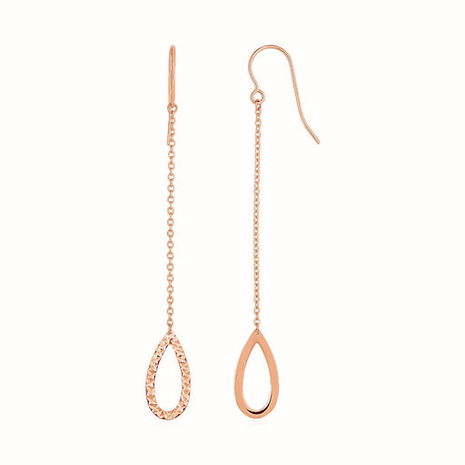 Bids.com Textured Pear Shaped Long Drop Earrings in 14k Rose Gold Earrings